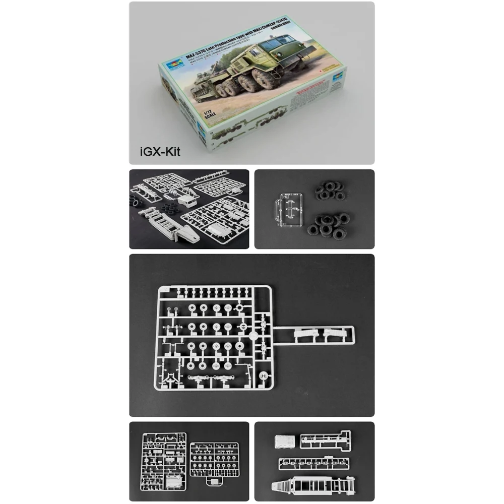 Trumpeter 07195 1/72 Scale MAZ537  MAZ-537G Late Production type w/ MAZ/ChMZAP-5247G semitrailer Plastic Model Building Kit