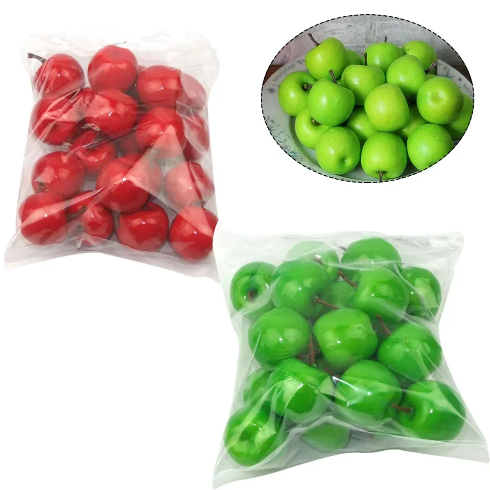 20pcs Plastic Artificial Red/Green Apples Simulation Fruit Home Decor Party Decor Stage Props Kids Toys Ornaments