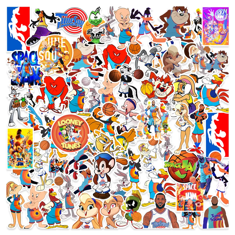 50Pcs Cartoon Movie Space Jam 2 Stickers for Phone Skateboard Luggage Car Helmet DIY Decals Graffiti Sticker Kids Toy Gift