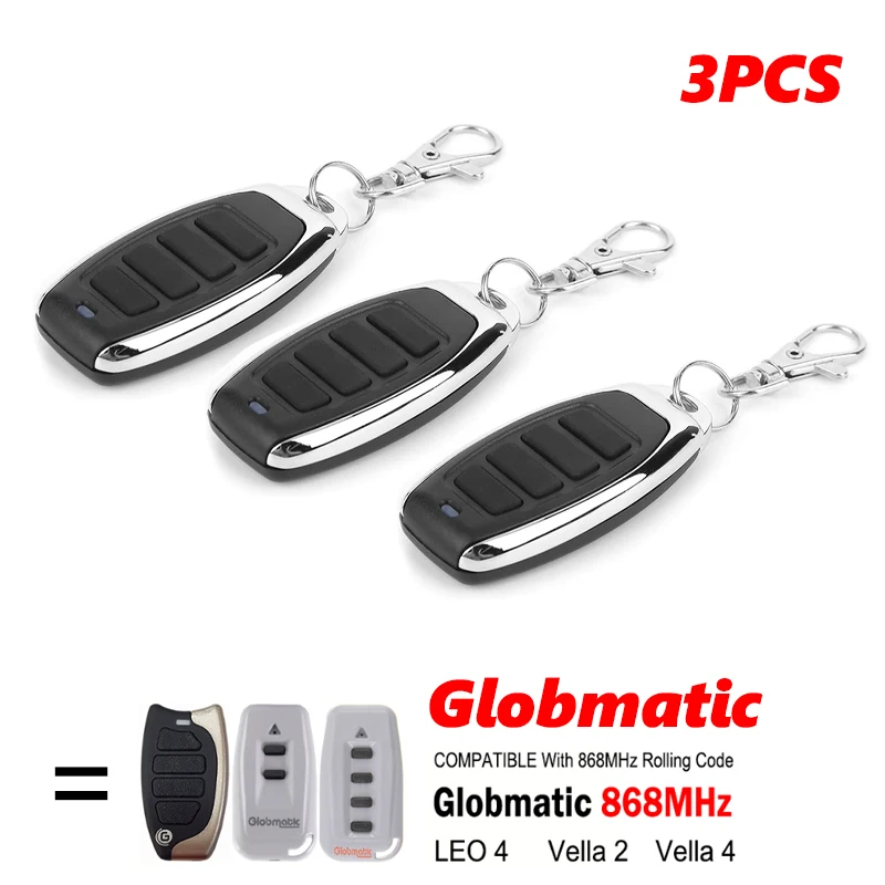 3PCS Globmatic Vella 2 4 LEO 4 Garage Door Remote Rolling Code 868 MHz Garage Door Opener Gate Remote Control