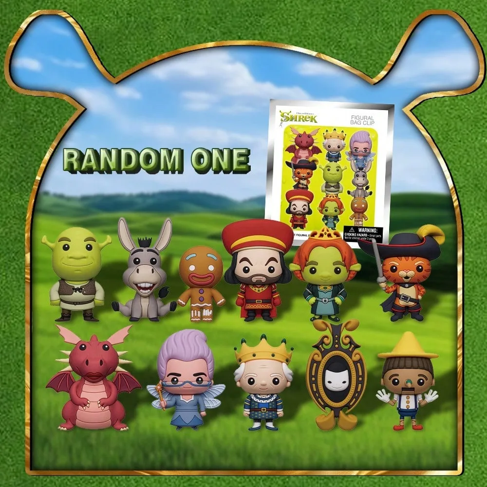 

1PC Universal Officially Licensed Shrek 3D Foam Bag Clip Mystery Bulk Blind Box Keychain Random One Birthday Christmas Gifts