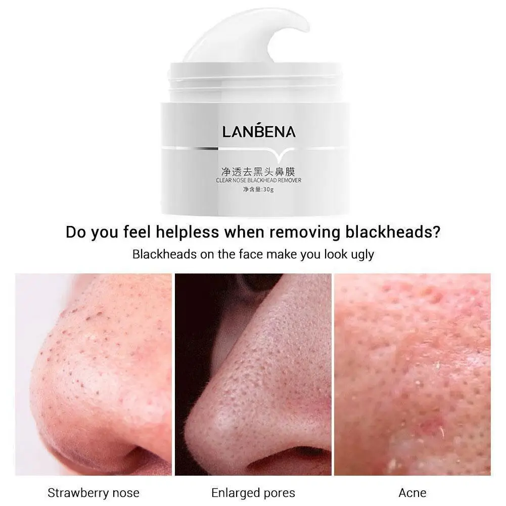 LANBENA Blackhead Remover Cream Paper Plant Pore Strips Nose Acne Cleansing Black Dots Peel Off Mud Mask Treatments Skin Care