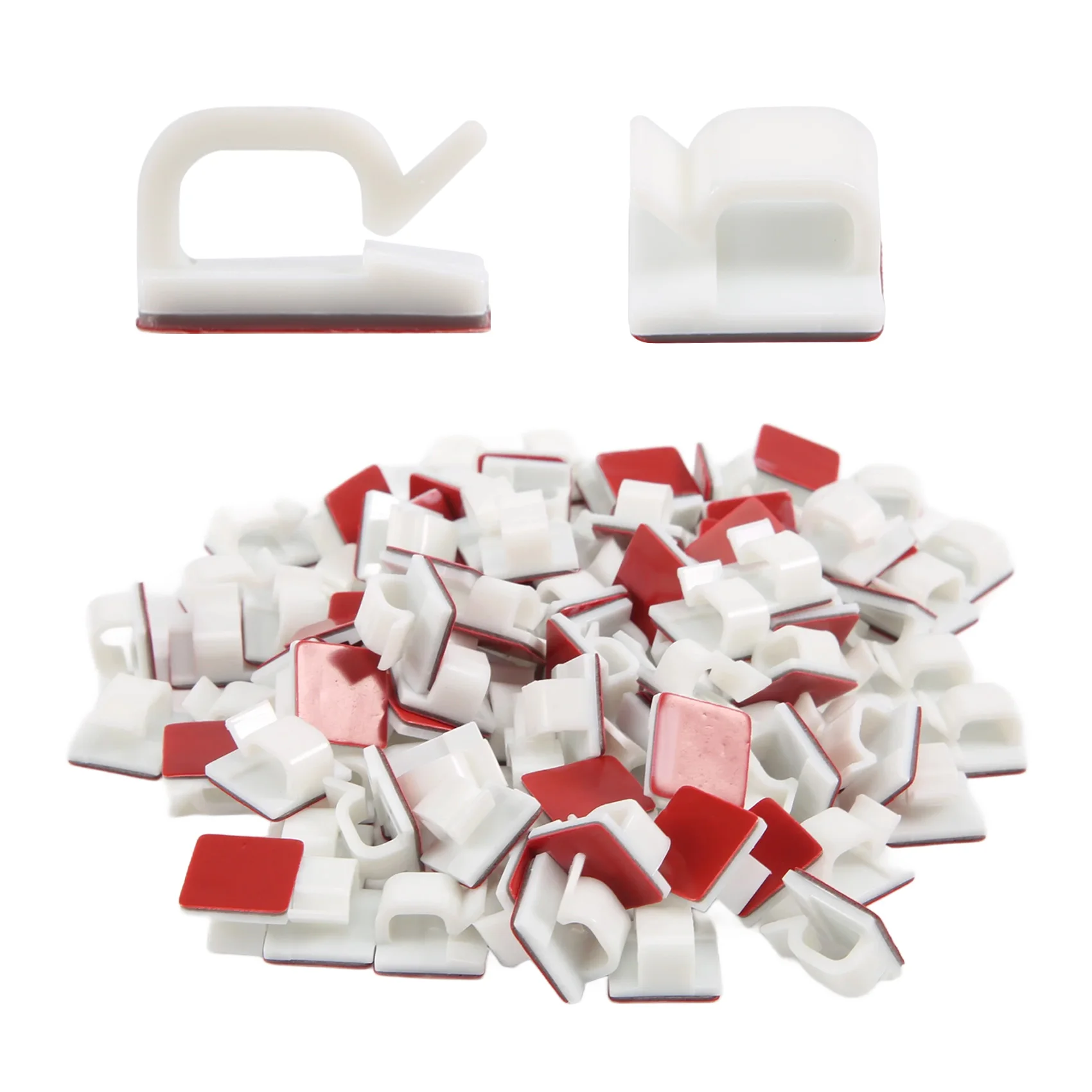 BAAU 100Pcs Adhesive Cable Permanent Wire Clips Cable Organizer Holder Permanent Anchor For Wall Table 14X14MM