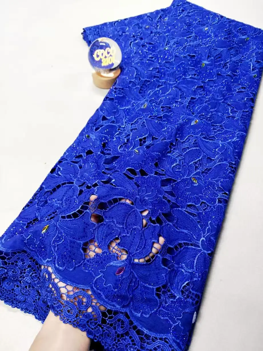 

2026 High Quality African Nigerian Tulle Lace Fabric Sequins for Wedding Dress Chiffon Party Guipure Sewing cotton 5Yard XL199