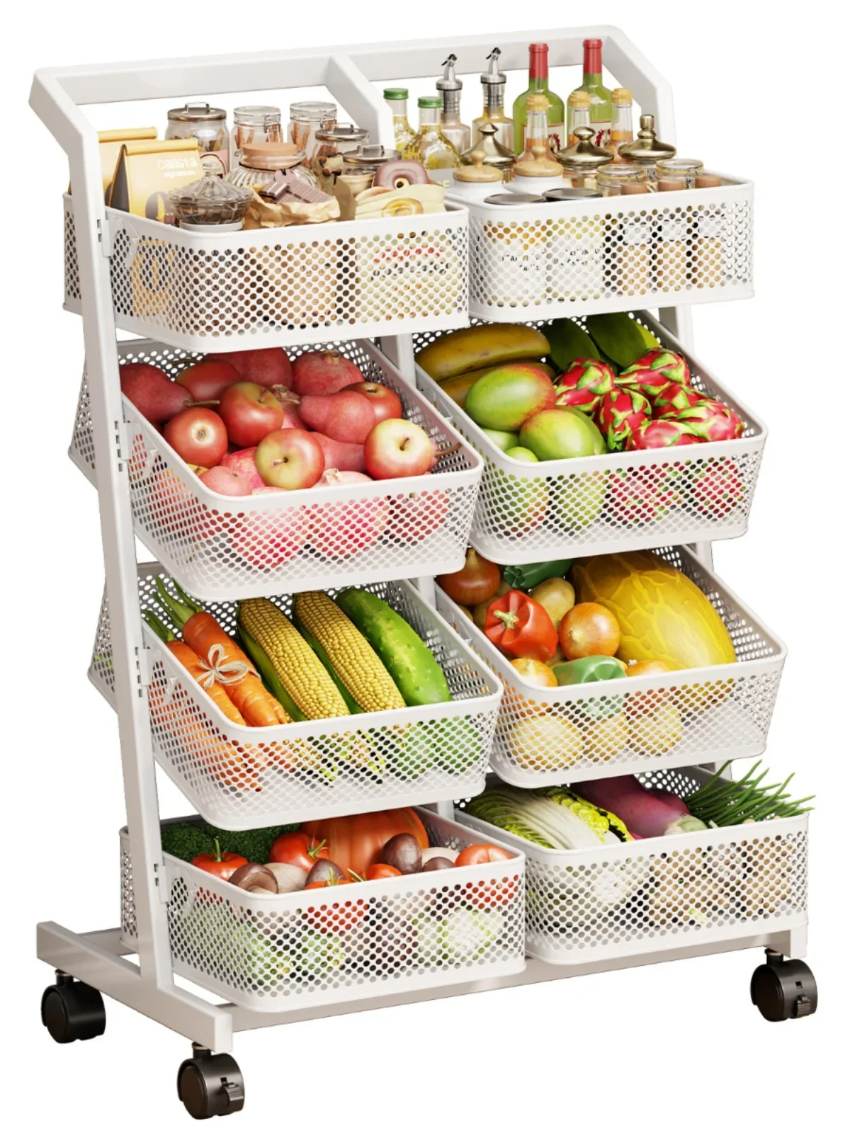 kitchen floor-to-ceiling multi-layer storage rack toilet multi-functional storage rack trolley snack rack double row trolley