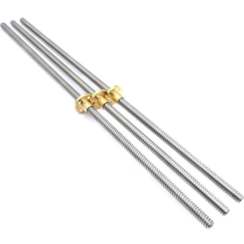 3D Printer THSL-300-8D Trapezoidal Rod T8 Lead Screw Thread 8mm Lead1mm Length100mm200mm300mm400mm500mm600mm with Brass Nut