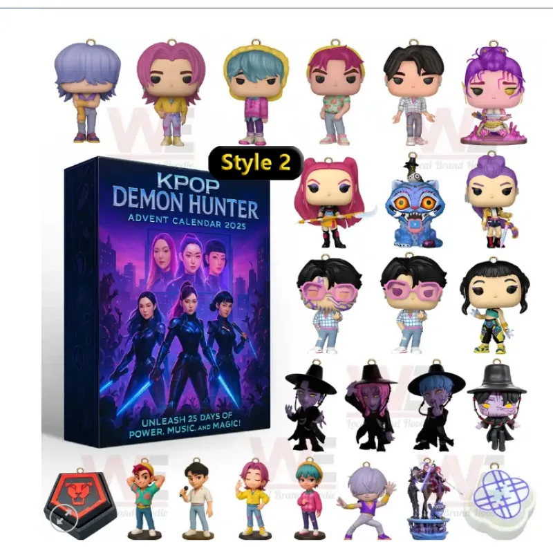 Caja de calendario de Adviento KPop Demon Hunters 2Kawaii, llavero acrílico HUNTR X Rumi Mira Zoey Jinu, caja sorpresa para niños, juguete para regalo, 4 Uds.