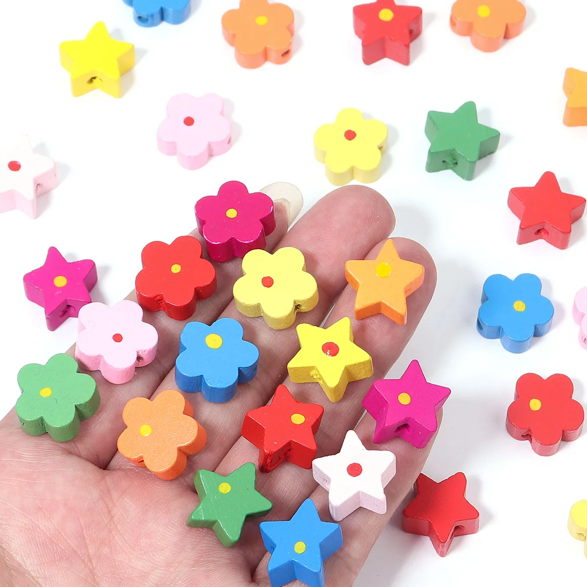 

50 шт./партия, деревянные разноцветные бусины-разделители, 15 мм