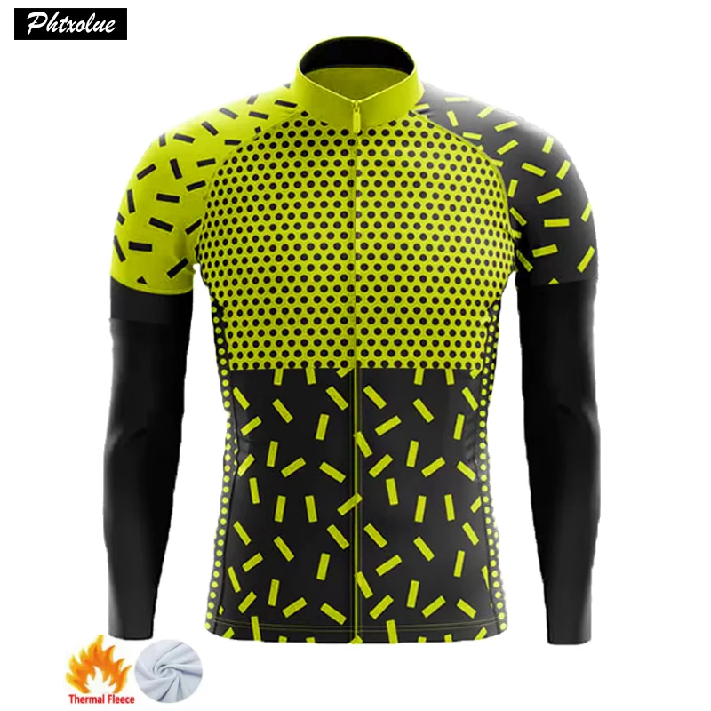 Phtxolue Thermal Fleece Cycling Jerseys Autumn Winter Warm Pro Mtb Long Sleeve Men Bike Wear Cycling Clothing bicycle Shirt