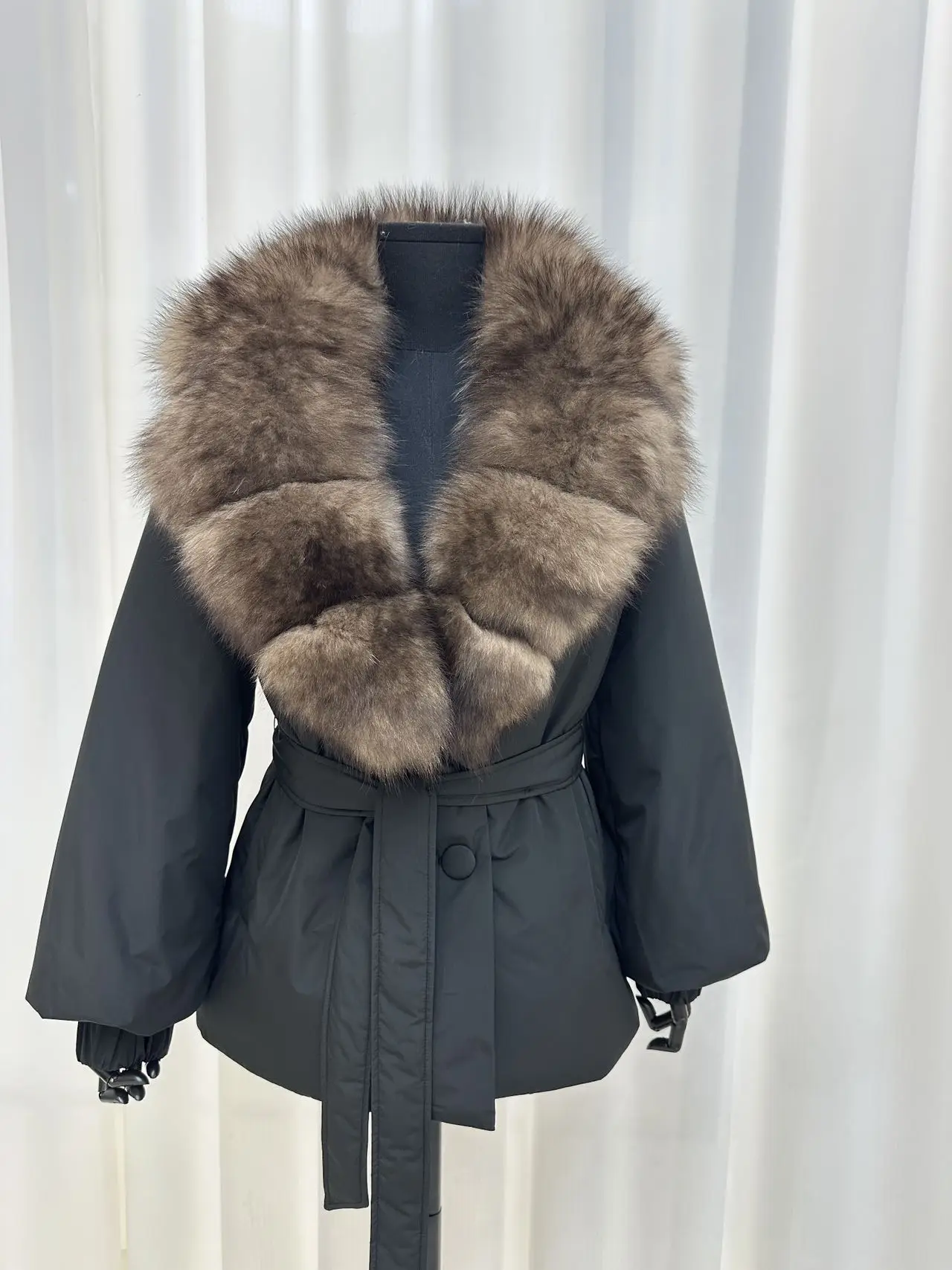 l معطف شتوي منتفخ بياقة من الفرو للنساء من ort Thiened Faionable معطف شتوي مقصوص للخصر كاجوال Sle أبيض Du down #5