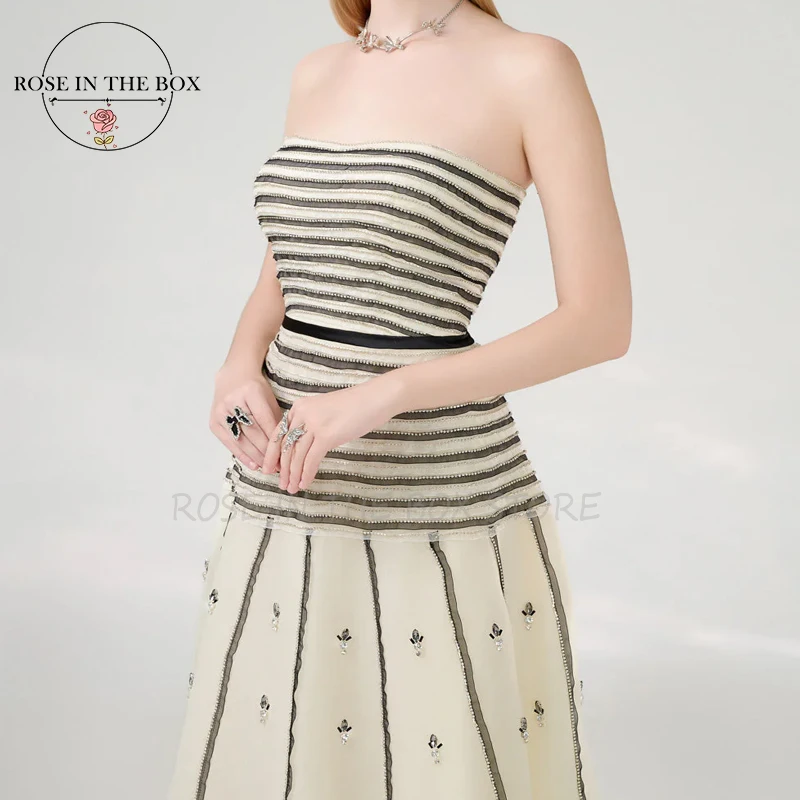 فساتين سهرة فاخرة بدون حمالات من ROSEINTHEBOX 2025 بأحجار رقيقة للنساء على شكل حرف a فستان رسمي للحفلات الراقصة حسب الطلب #3