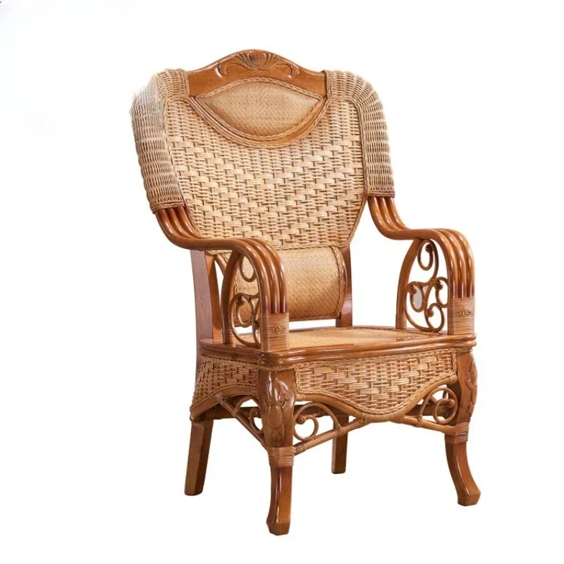 

Classical Chinese furniture rattan bench chair, Tengyi leisure high-back boss office chair