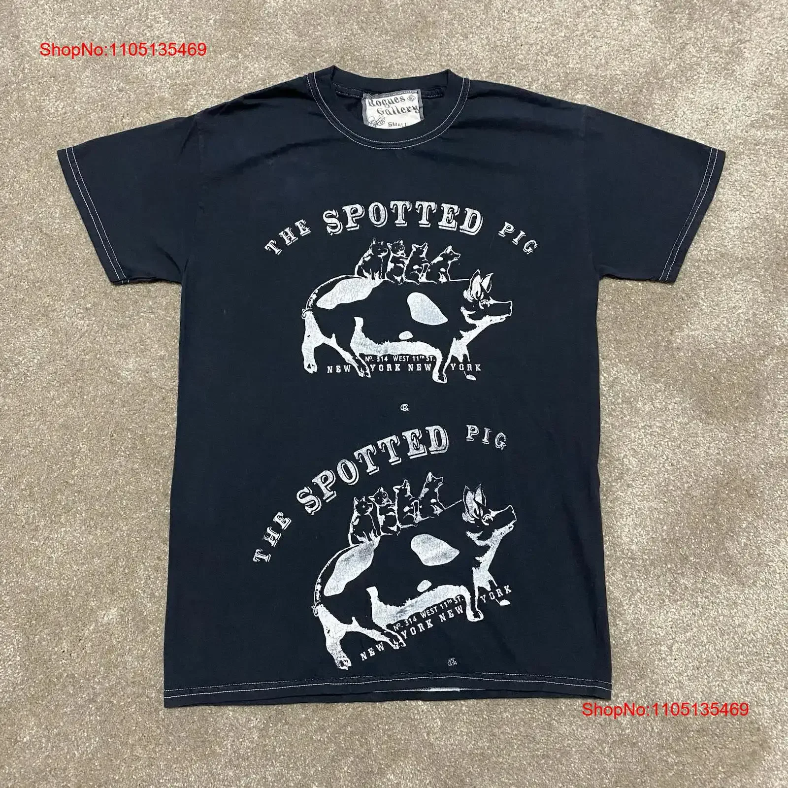 

Футболка с редкими рогами и галереей The Spotted Pig Americana New York РАЗМЕР S, винтажная стираная удобная уличная одежда, мягкая унисекс