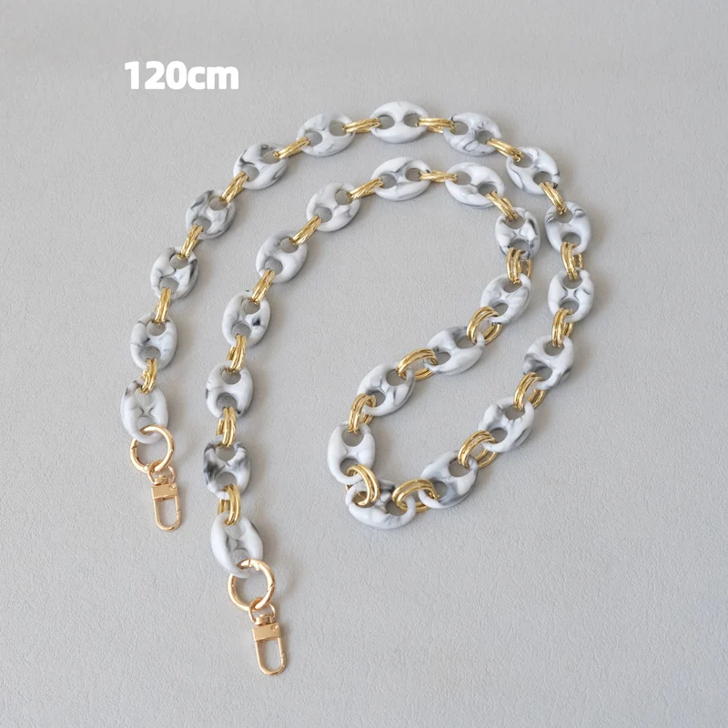 Neue Modische Damen-Taschenaccessoires: Leoparden-Muster, Bonbon-Rot, Blau, Acrylharz, Metallkette, Schulterriemen, Lange Kette für Umhängetaschen – Detail 28