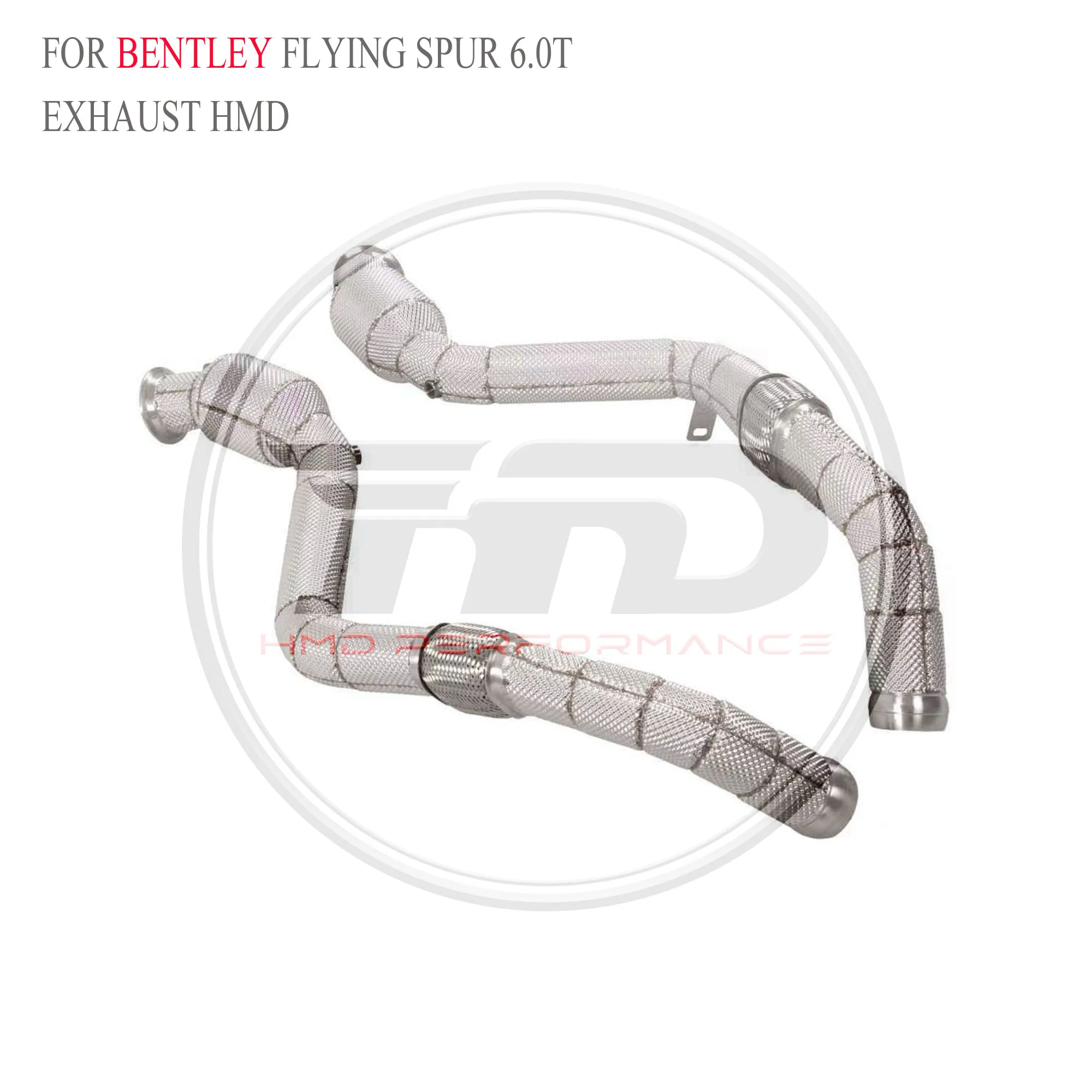 Personalização exclusiva HMD com tubo de descarga de proteção térmica para Bentley Flying Spur 6.0T Downpipe de aço inoxidável
