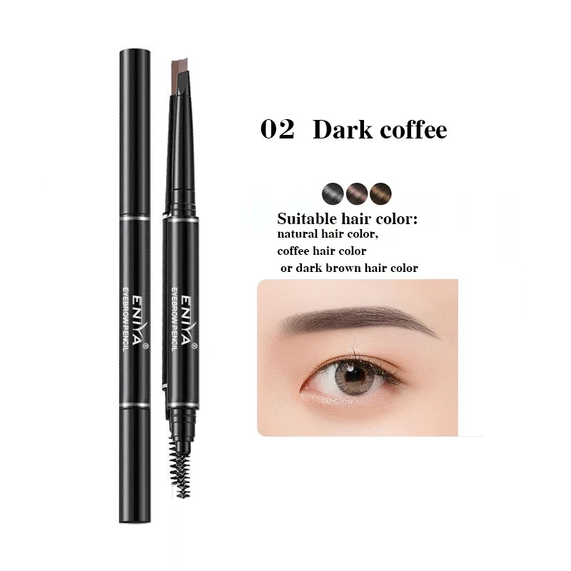 2 สีเครื่องสําอางคิ้วดินสอกันน้ํา Double-headed Brow ปากกาธรรมชาติแต่งหน้าสีดินสอเขียนคิ้ว