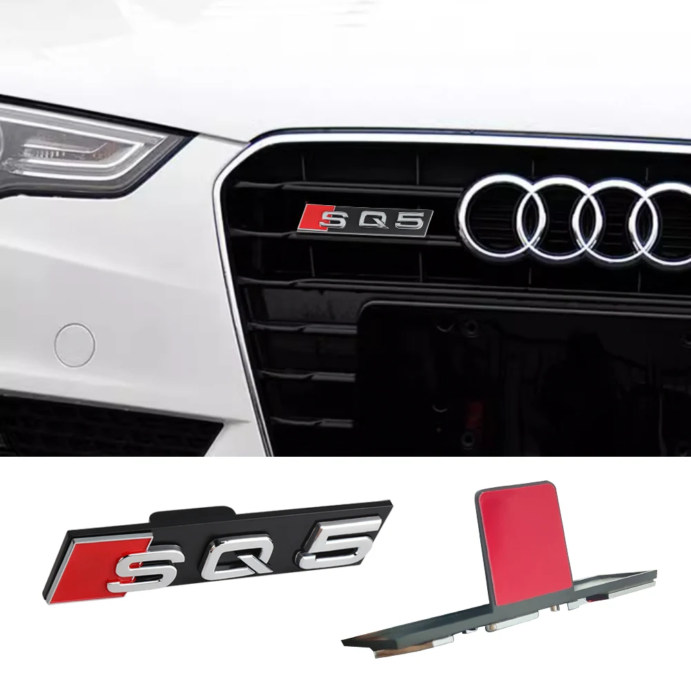 Autocollant décoratif 3D ABS pour calandre de voiture, accessoires de modification, emblème SQ pour Audi SQ3 SQ5 SQ7 SQ8, logo, style automobile