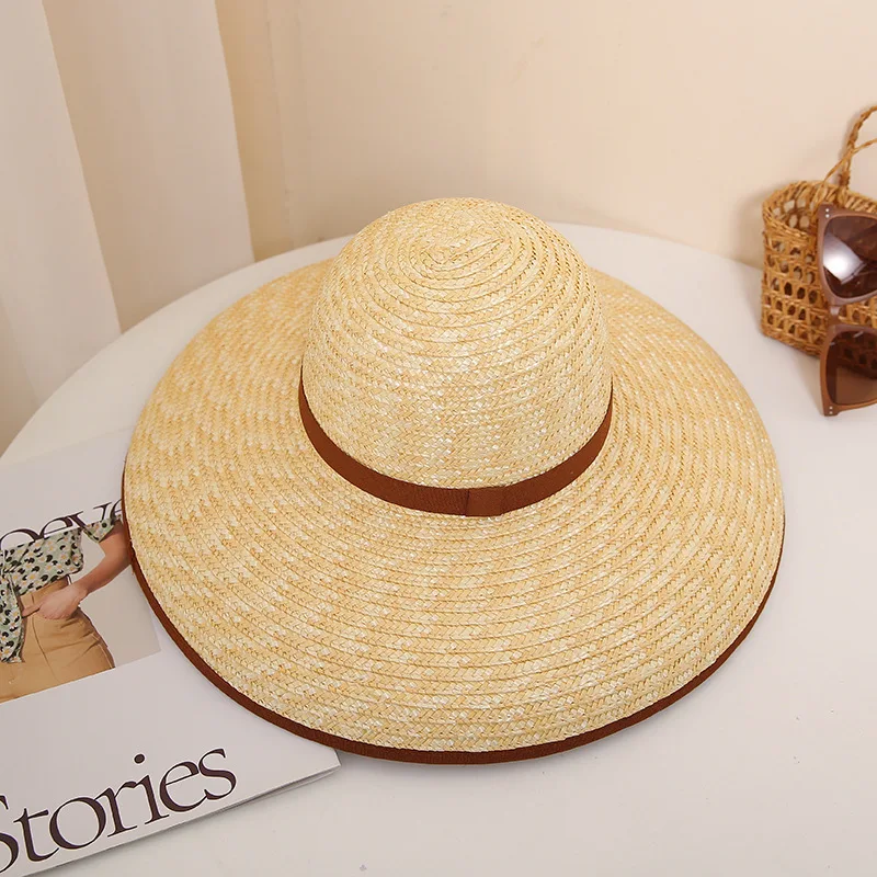 

ins dome hemmed big brim straw straw hat outdoor travel sun protection sunshade, beach big edge hat
