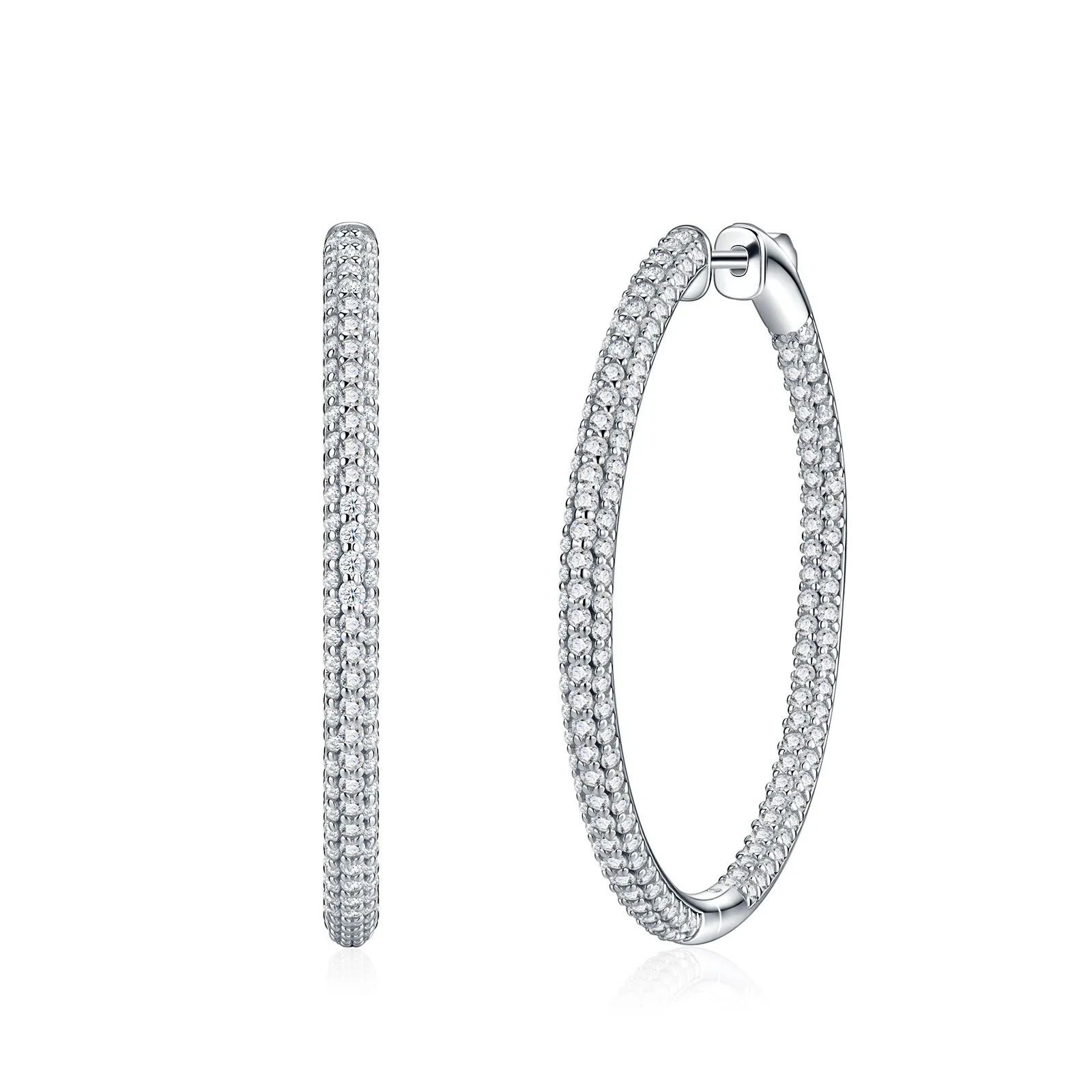 3.68cttw 40.2MM D Color Moissanite Hoop Earrings 925 Sterling Silver for Women Fine Jewelry Big Circle Huggie Earrings Pass Test