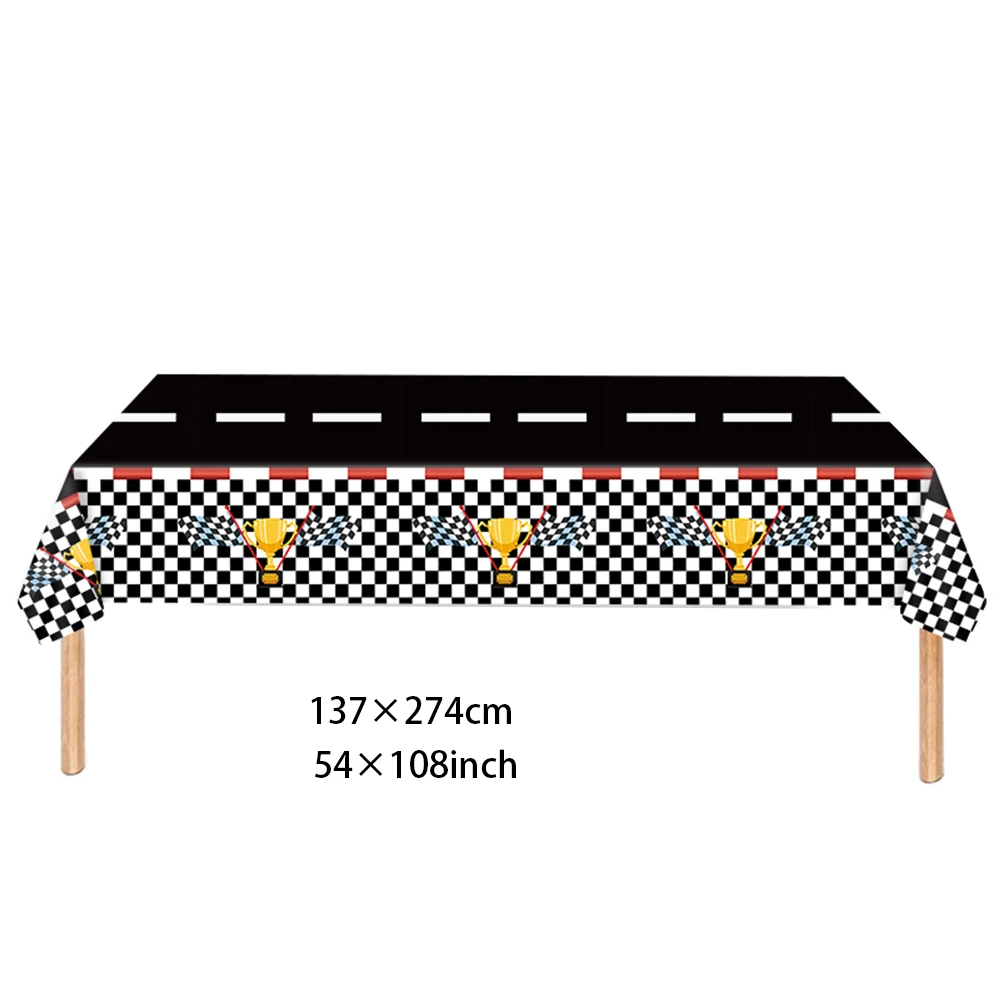Black White Checkered Flag Race car Tablecloths Table cover Table Runners Racetrack Table Cover Racing Birthday Party Supplies