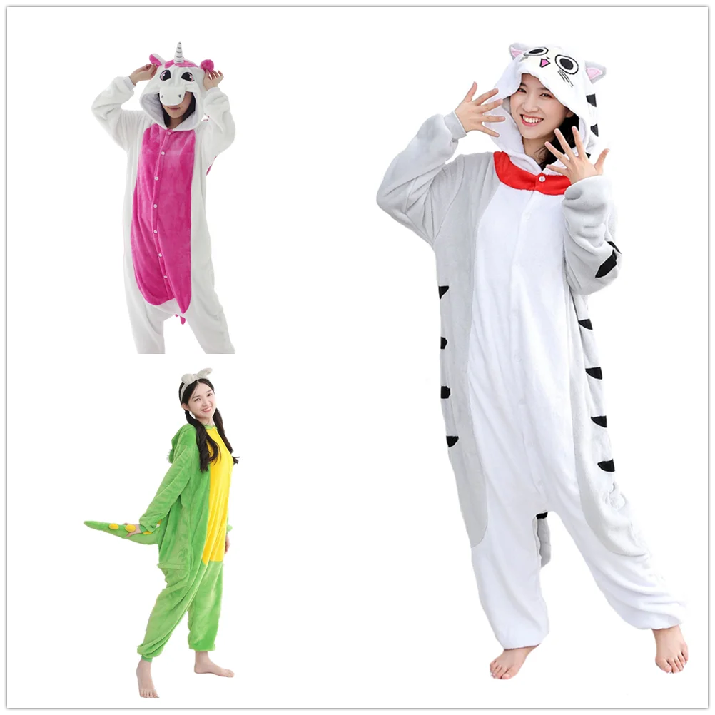 

Animal Cartoon Sleepwear Onesie Pajamas Flannel Warm One Piece Halloween Cosplay Costume Unisex Adult Kids Homewear Jumpsuit