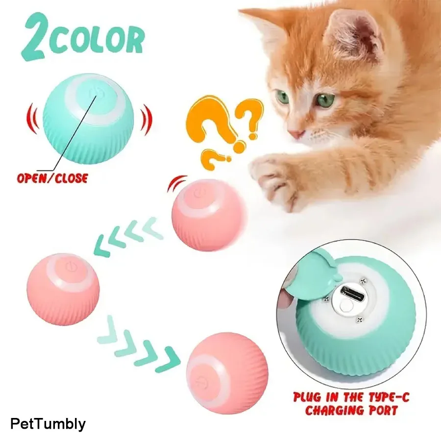 Balle interactive pour chat, balle électrique à roulement automatique, jouets intelligents pour chats, jouet intelligent pour chat, balle rotative, jeu pour chat, accessoires pour animaux de compagnie