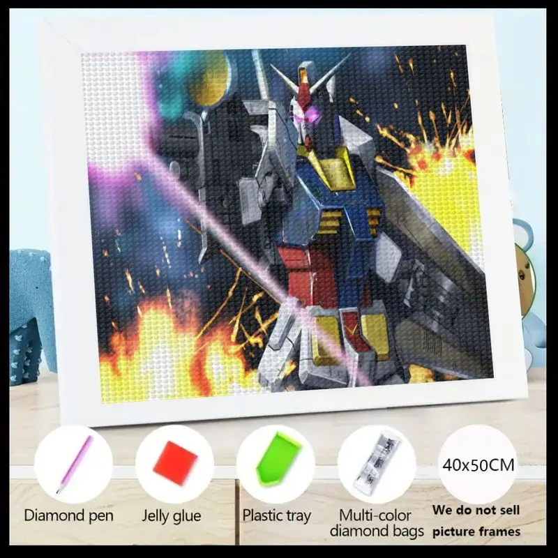 

Яркий набор для алмазной живописи 5D Full Drill, эпическая аниме-меха, робот, боевая сцена, сделай сам, стразы, драгоценный камень, художественное ремесло для взрослых и подростков
