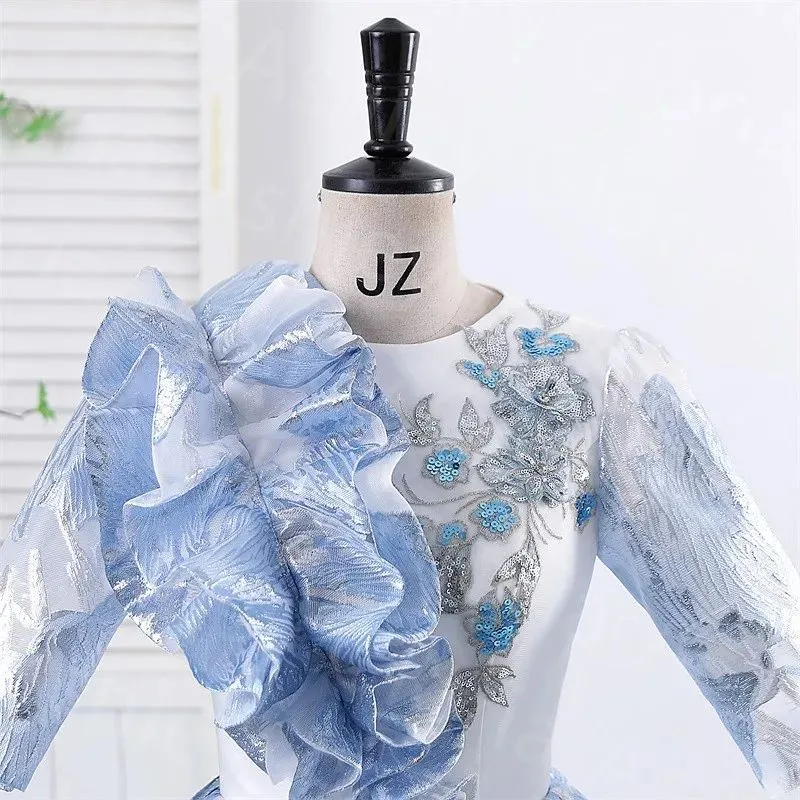 Exquisite Floral Quinceanera Dresses Sequin Azure Vestidos De 15 Quinceañera Formal Sweet Quinceanera Party Ball Gown