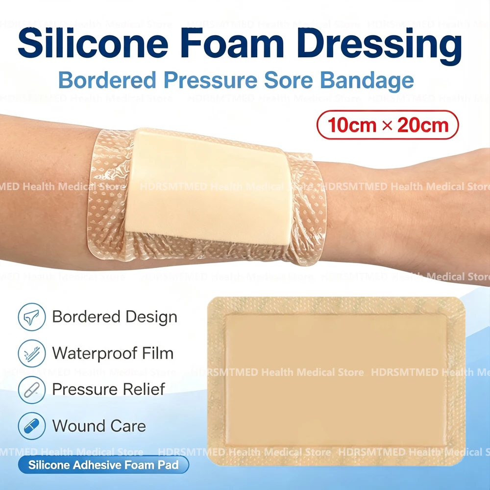 1-10pcs 10*20cm Health Silicone Silica Gel Foam Dressing Foam Wound Bedsore Infiltration Liquid Absorption Pressure Ulcer Paste