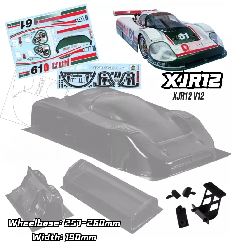 1/10 PC RC Le Mans XJR12 Shell Body 190mm Width Transparent Shell Body For RC On-road Touring 3RAICNG mst yokomo hpi hsp