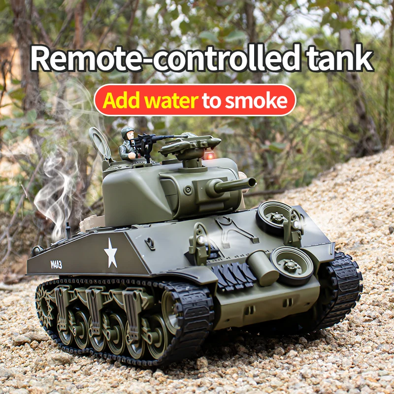 1/18 m4a3 sherman Remote Control Tank Toy Tiger Military shoots bb water bomb  rc electric car toy gifts of boy With smoke