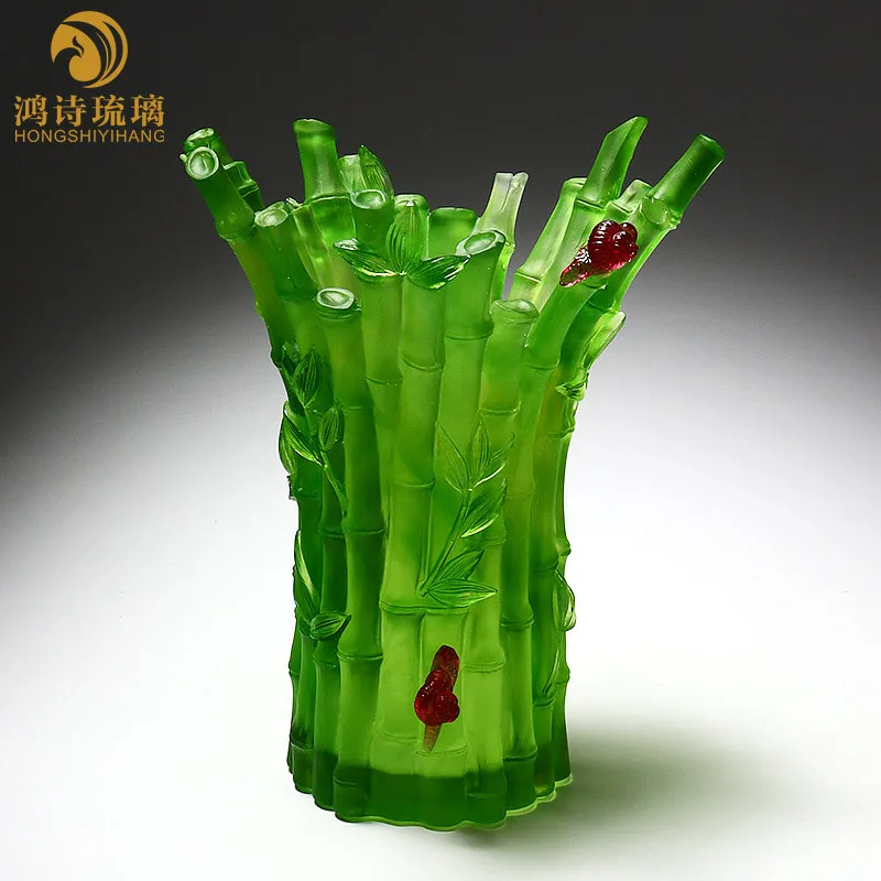 Bamboo vase living room entrance home decoration ornament for friends to move to a new house light luxury birthday gift