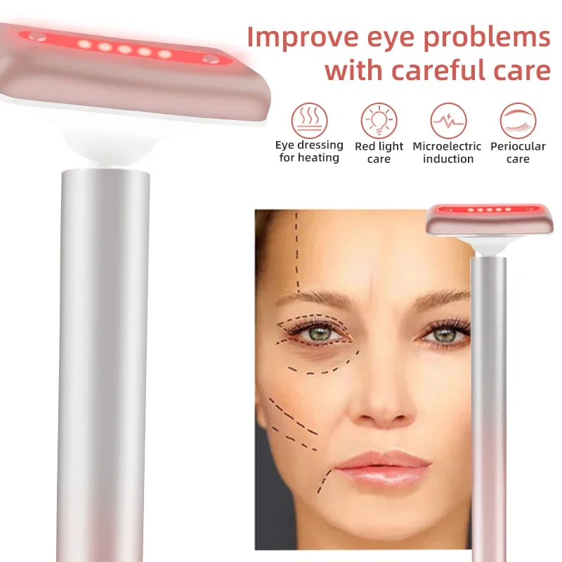 Masajeador de ojos LED EMS, dispositivo de belleza Facial, calefacción de microcorriente, vibración, cuello Facial, antienvejecimiento, arrugas, Lifting Facial