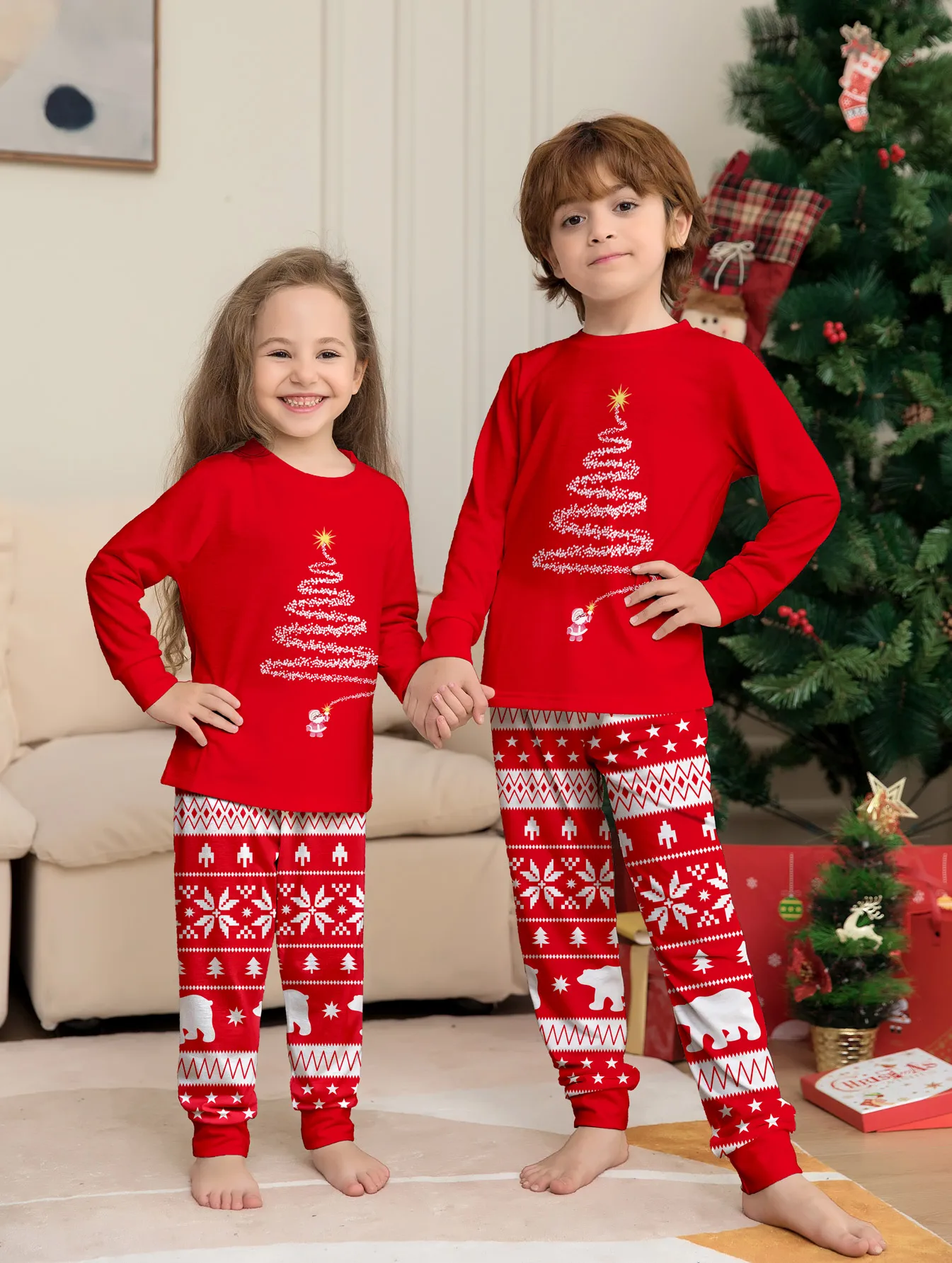 2024 Christmas Pajamas Baby Mother Kids Daughter Mommy Family Set Xmas Pjs Long Sleeve Sleepwear Matching Outfits