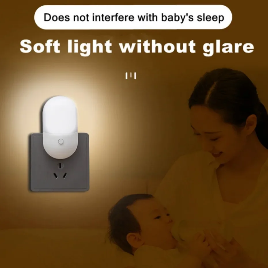 New New Bedside Lamp Night light EU  Plug  Night Light AC220V Bedroom Lamp Gift  Children Cute Night Lamp  Corridor WC