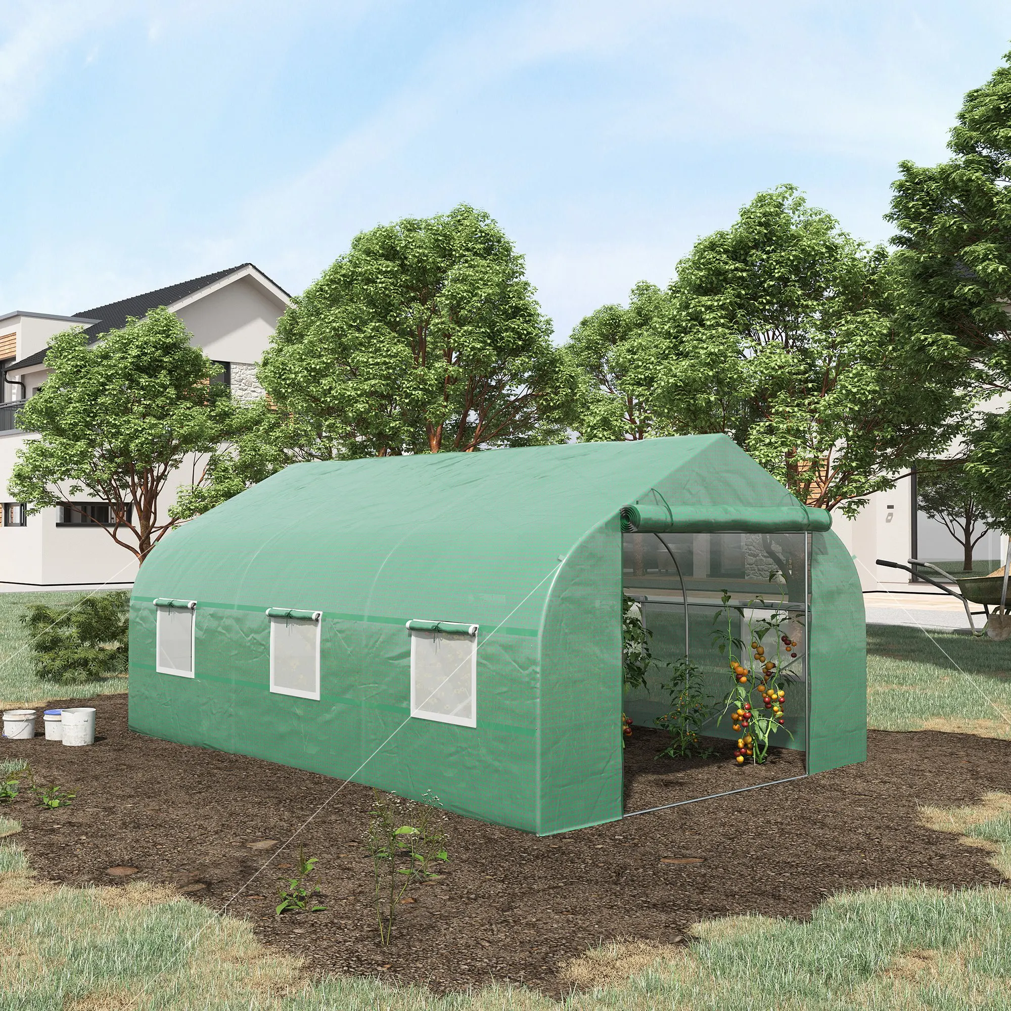 

11.5' X 10' X 6.5' Outdoor Portable Walk-In Tunnel Greenhouse with Windows-Deep Green