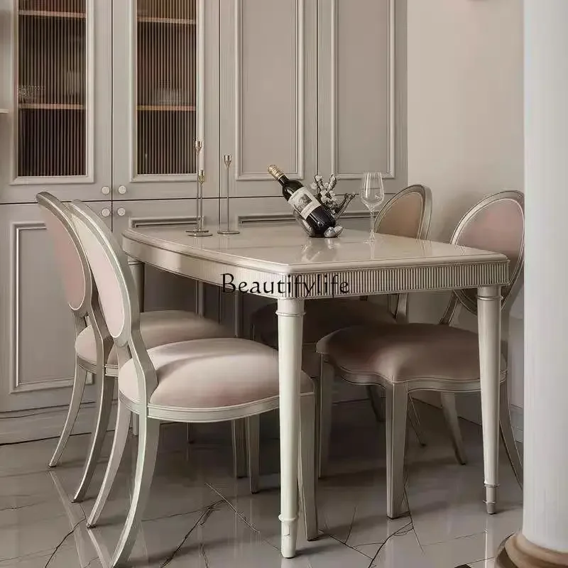 

yj7 American light luxury all solid wood dining table and chair combination rectangular dining table modern simplicity