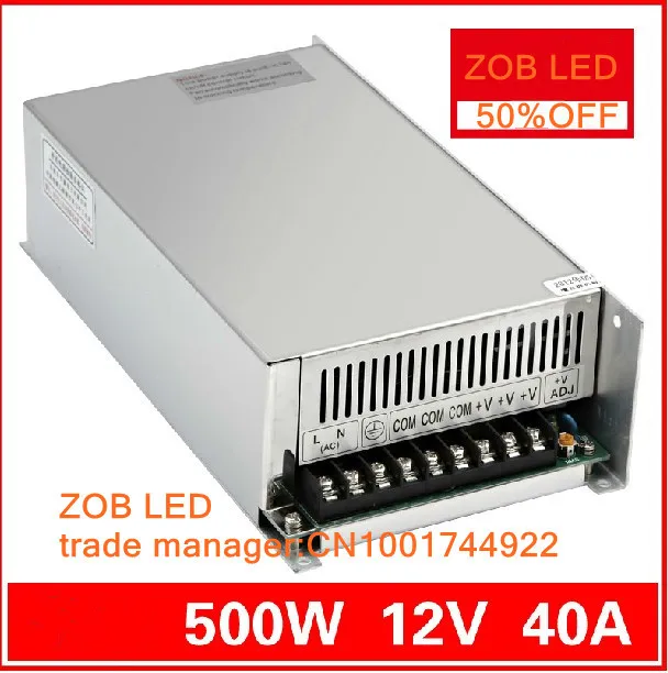 480W/500W LED Switching Power Supply,12V 40A  power supply 12V Output,85-265AC input,