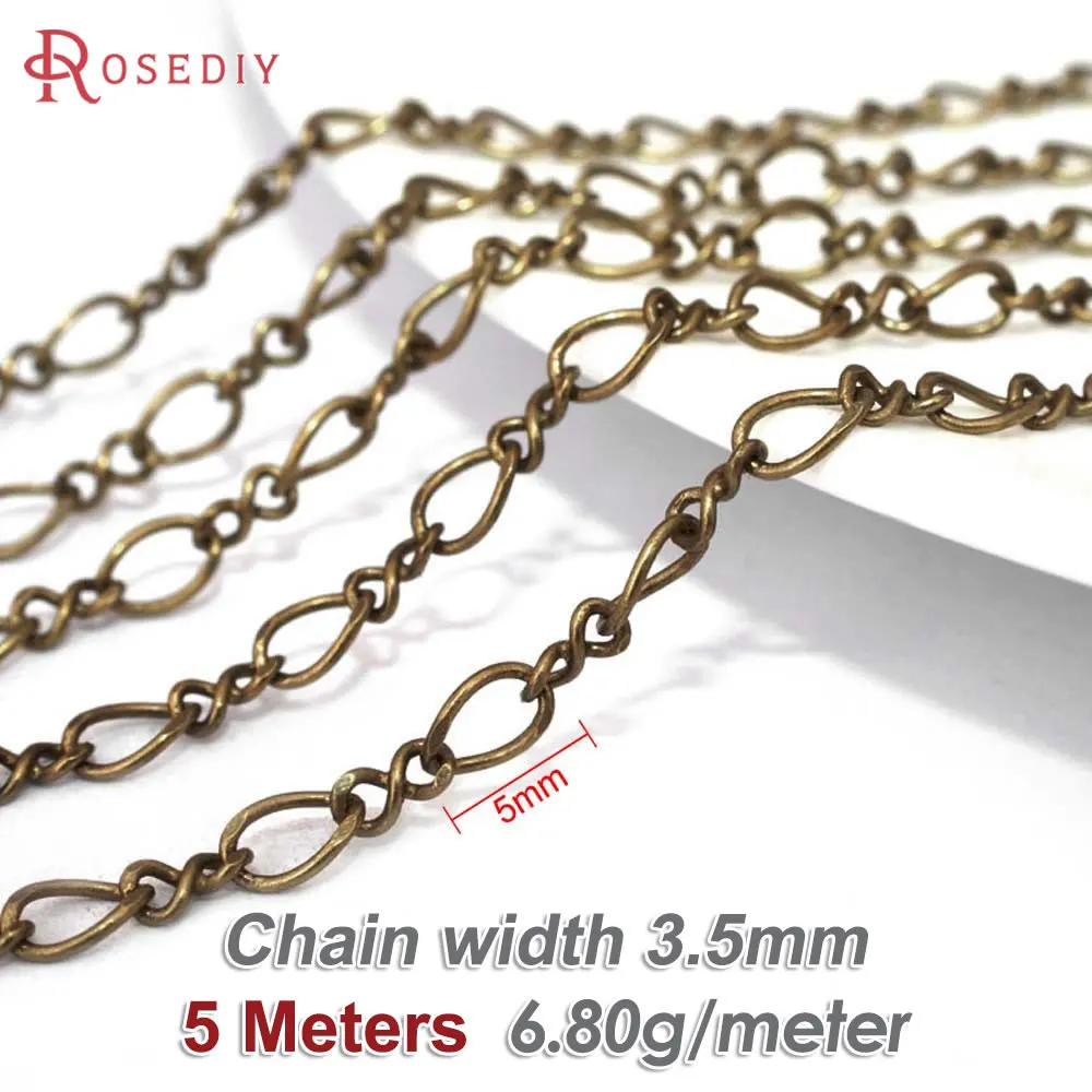 Antique Bronze Copper Chain Necklace, 5M for DIY