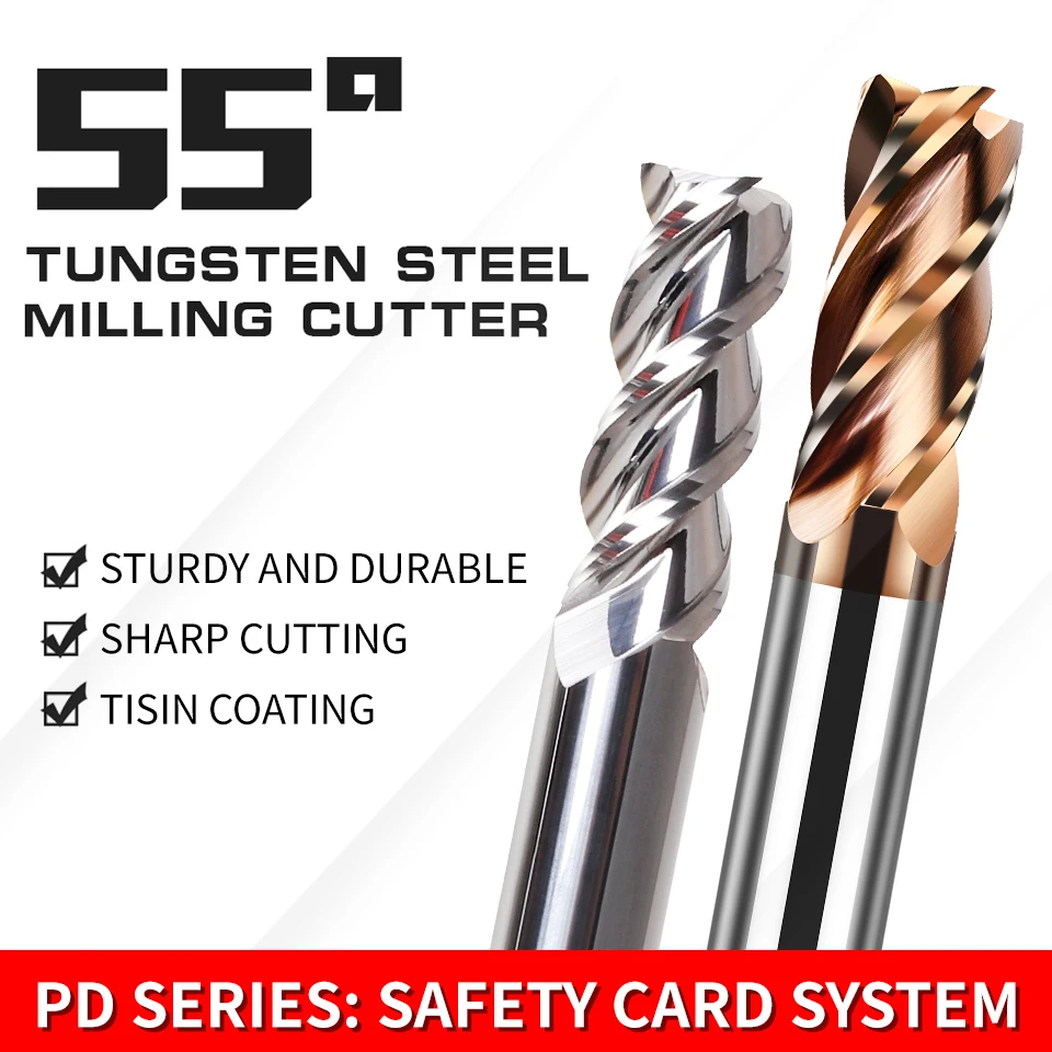 HRC55 End Mill Carbide 4Flute Tungsten Steel Milling Cutter Alloy Coating Endmills For CNC Maching Cutting Tools Diameter 1-20mm