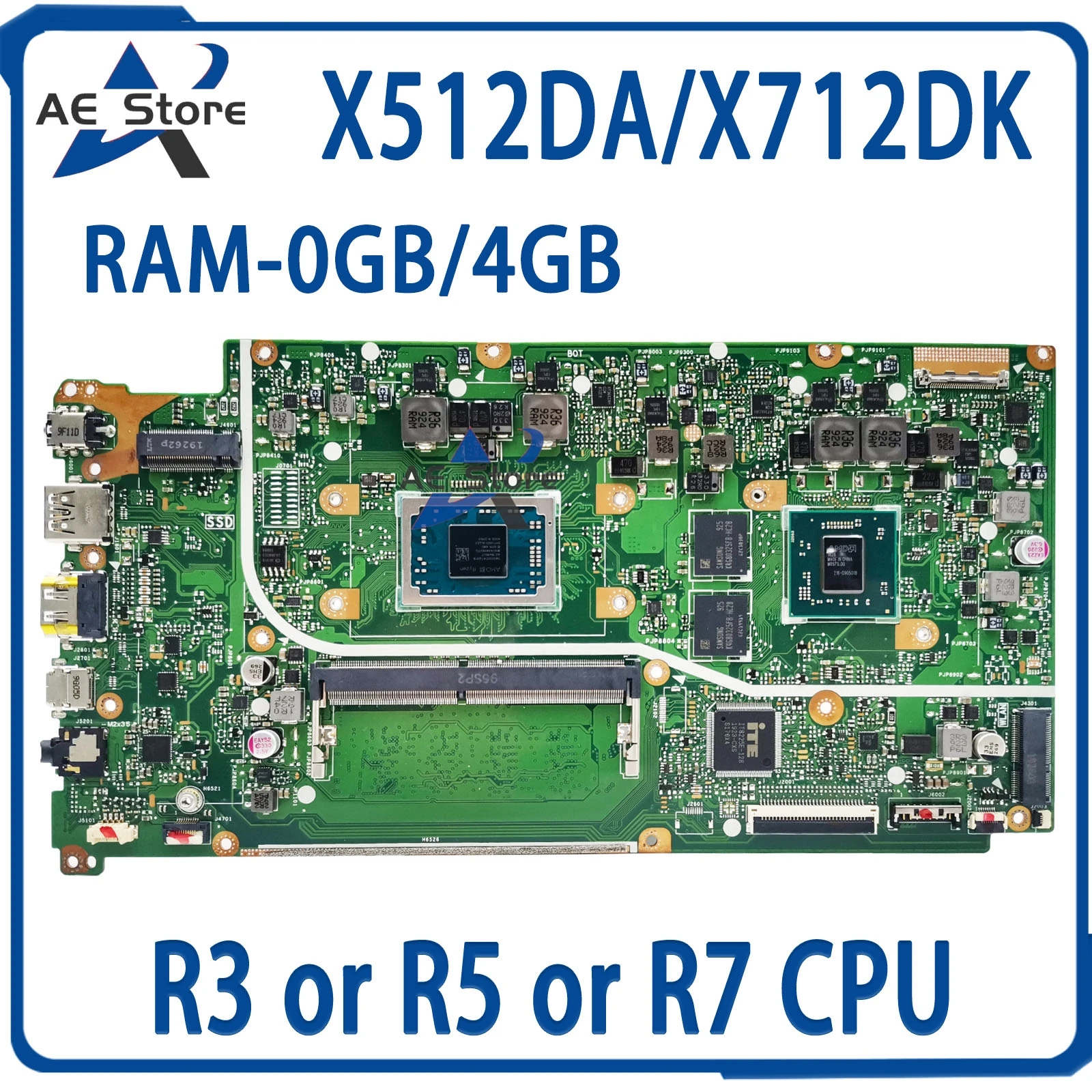 

X512DK Mainboard For ASUS Vivobook X512DA M5050DA F512D A512DA A512DK S512DA X712DA X712DK Laptop Motherboard R3 R5 R7 4GB/0GB