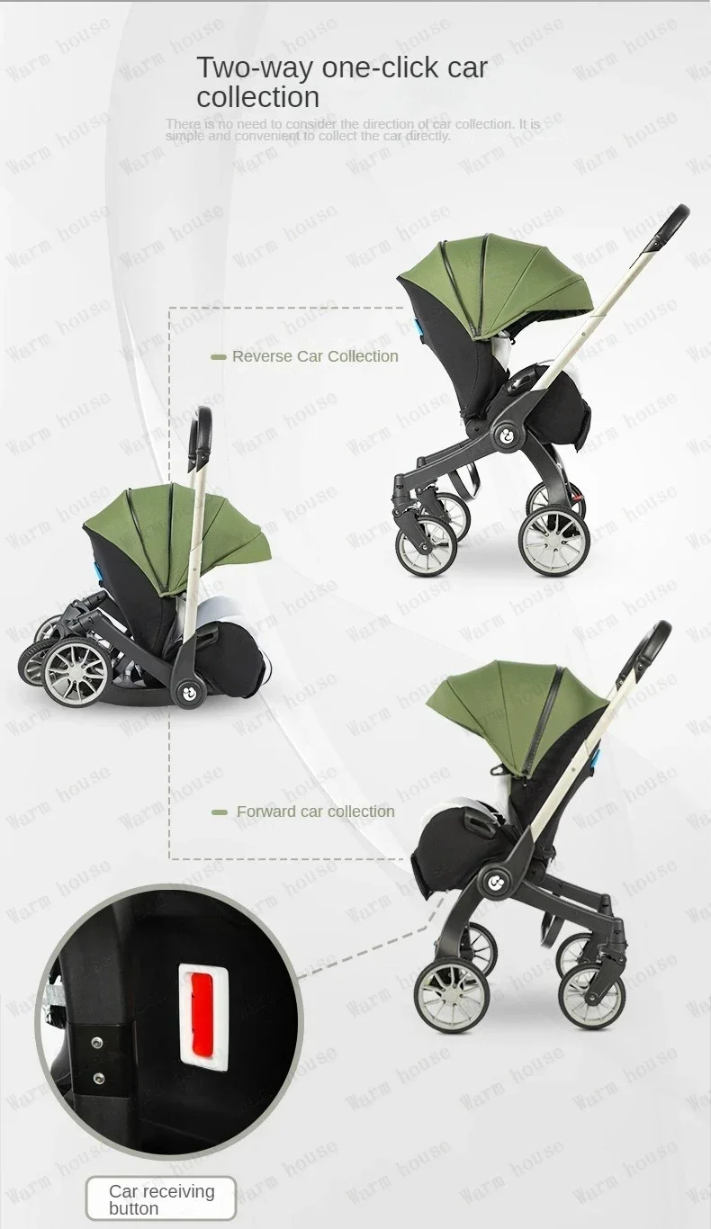 Kinderwagen 4 in1 multifunktion aler Neugeborenen Kinderwagen 3 in1 faltbarer Korb Typ leichter Kinderwagen – Detail 24