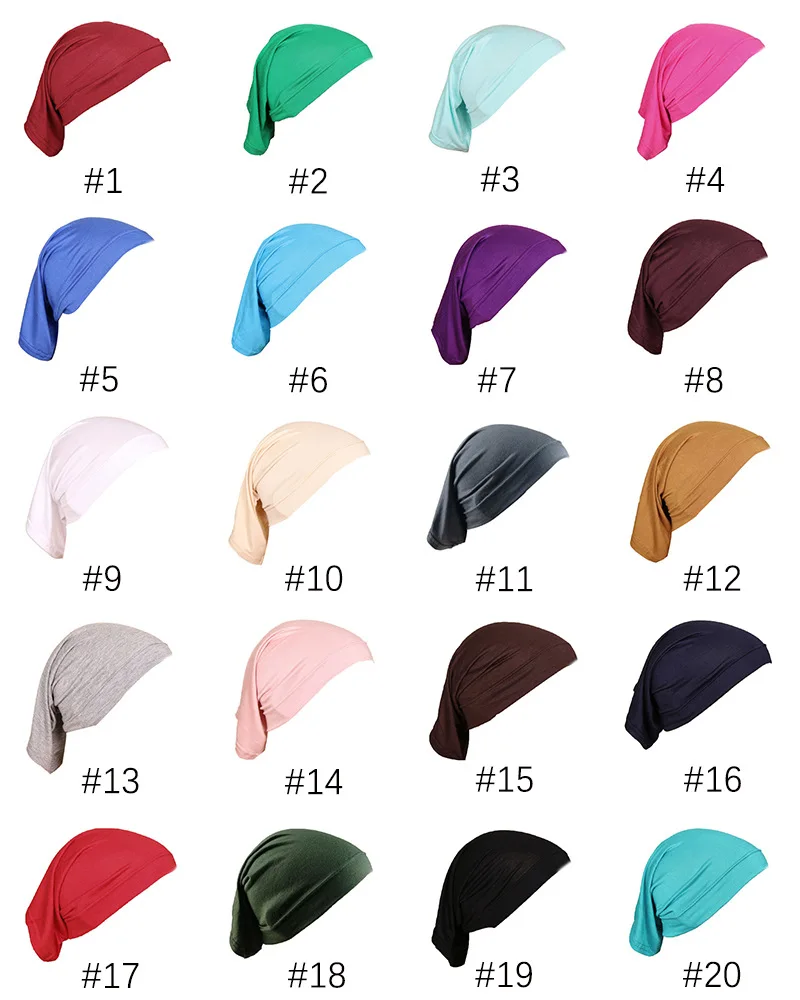 Fashion Muslim Hijab Caps Solid Underscarf Women Veil Modal Cotton Hijab Muslim Scarf Turbans Head Women's Hijabs Hat Islamic