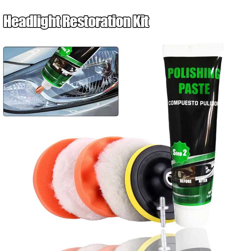 Car Headlight Restoration Polishing Kit Remove Oxidation Car Light Polish Paste Headlamp Scratch Remover Repair Cleaning Paste