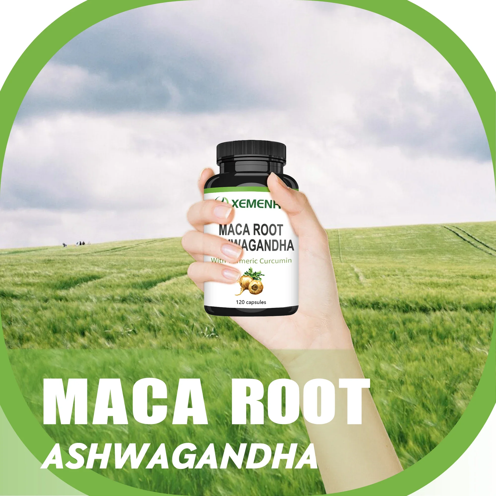 جذر الماكا + أشواغاندا |   يدعم تخفيف التوتر والطاقة مع الكركمين والبايبرين - 120 كبسولة