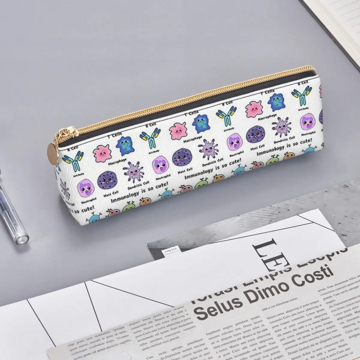 Immunology Is So Cute Version 2 Pencil Case for Students School Pen Box Pencil Bag Stationery Supplies Pen Holder Bag