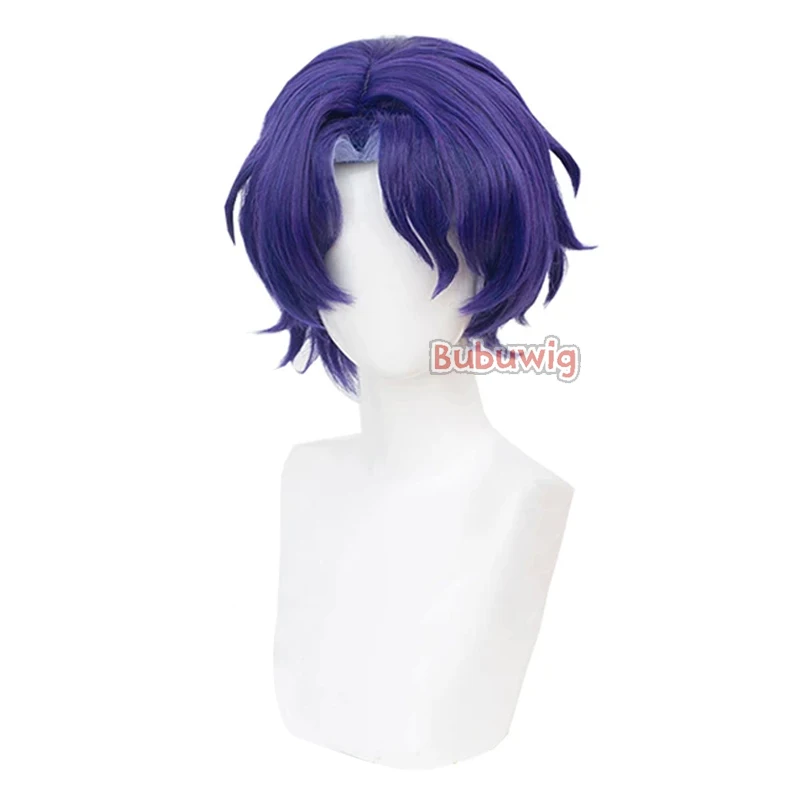 Bubuwig Synthetic Hair Dr. Ratio Cosplay Wigs Honkai: Star Rail Dr. Ratio 35cm Short Men Party Mixed Purple Wig Heat Resistant