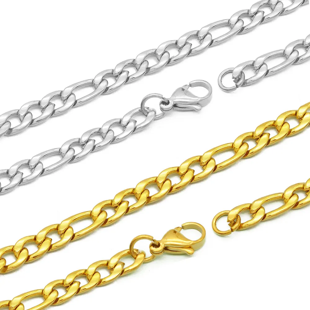 316 Stainless Steel Figaro Chain Necklace Men Women Unisex Hip Hop Chokers Wholesale Non-Tarnish Waterproof Nk Jewelry