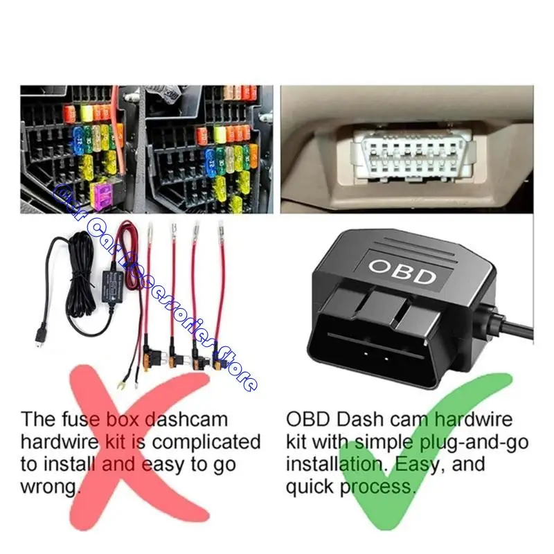 Cavo per cruscotto con cavo per registratore per auto con connessione OBD intelligente 242D per sicurezza del parcheggio