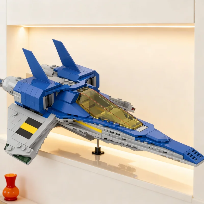 

397pcs Space Spaceship With Adjustable Wings And Transparent Cockpit, Perfectly Reproducing Classic Design Moc Building Blocks